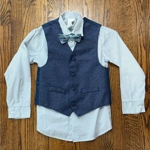 Kids Navy Blue Vest and Bow Tie Suit Set